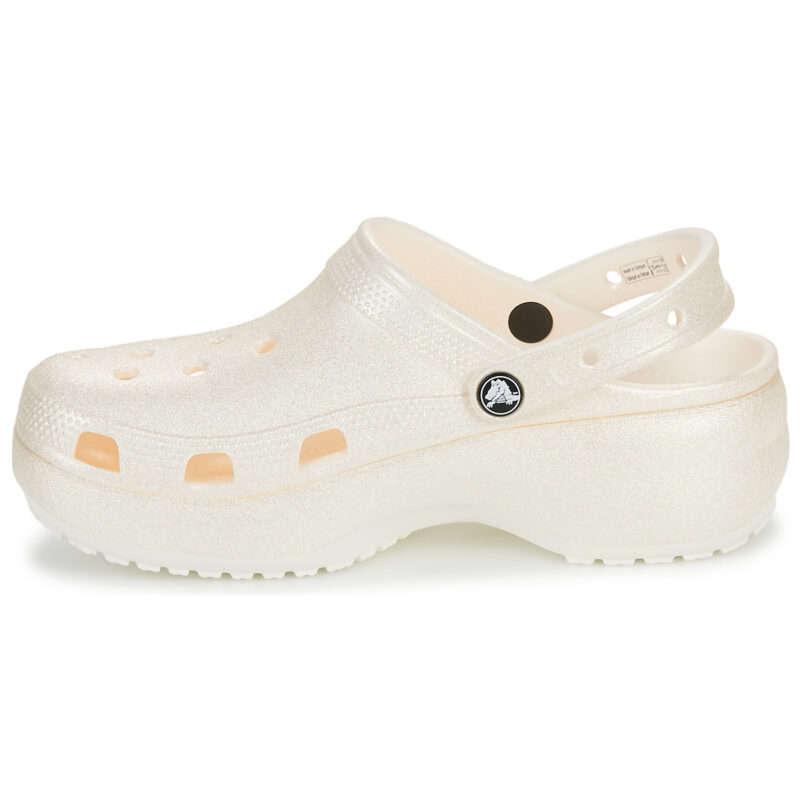 Zuecos Crocs Classic Platform Glitter para mujer, color blanco - 4