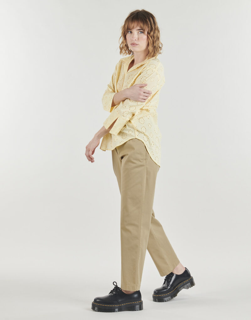 Pantalone Chino Tommy Hilfiger CO GMD SLIM STRAIGHT CHINO Beige Pantaloni Chino Donna - 3