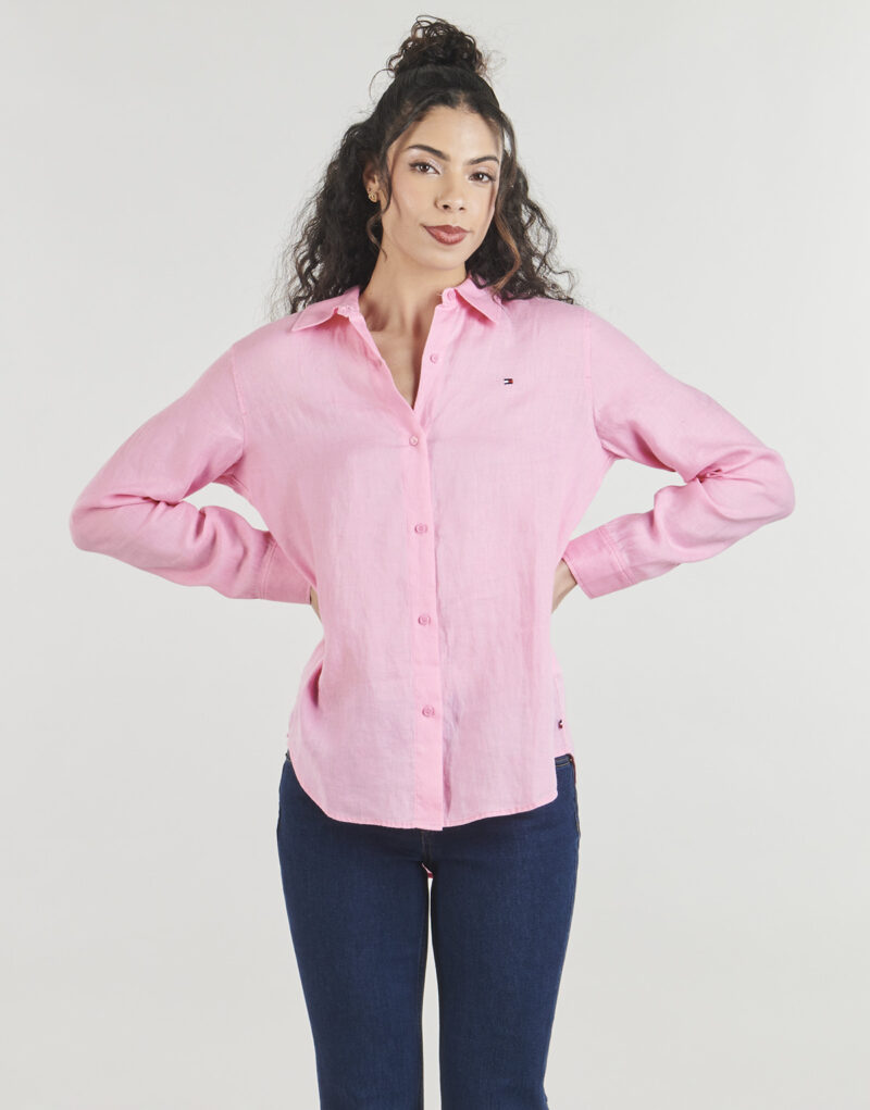 Camicia Tommy Hilfiger ESS LINEN RELAXED LS SHIRT Rosa Camicie Donna - 2