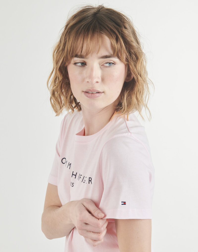 T-shirt Tommy Hilfiger REG CORP LOGO C-NK SS Rosa T-shirt maniche corte Donna - 5