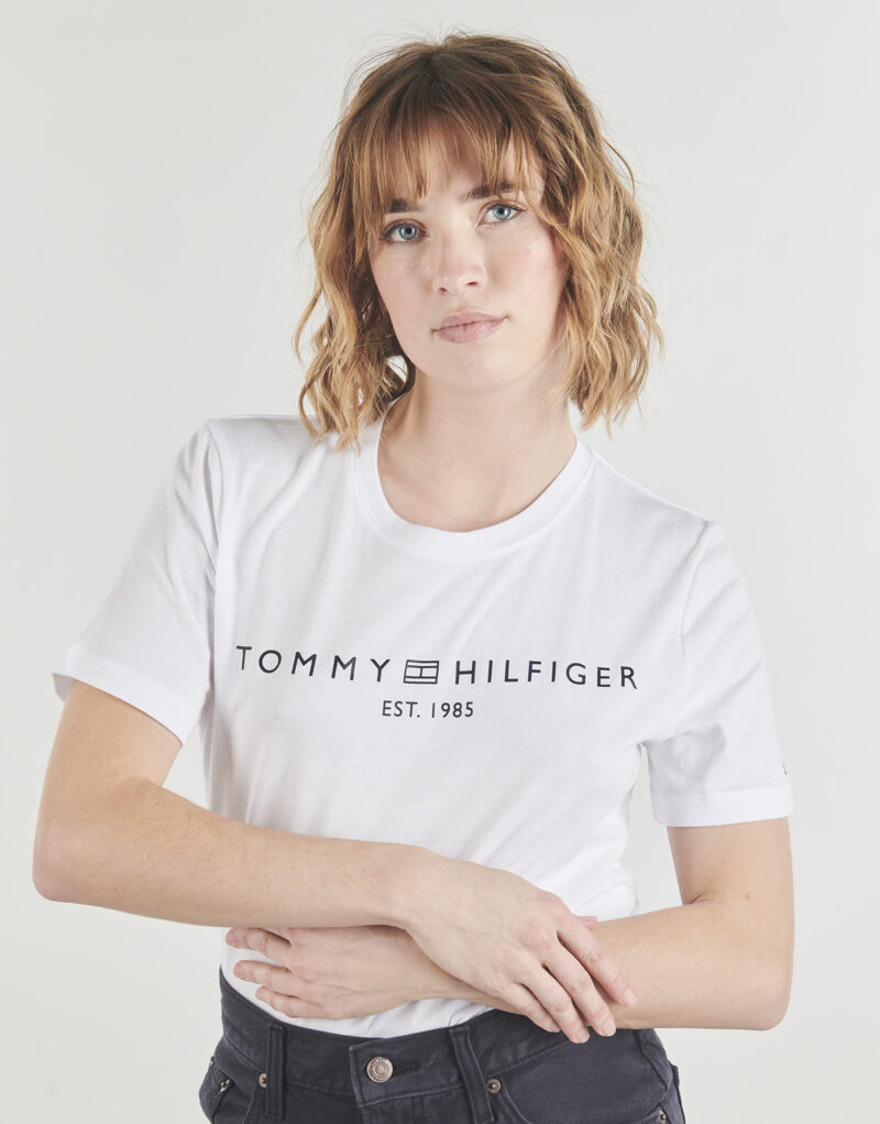 T-shirt Tommy Hilfiger REG CORP LOGO C-NK SS Bianco T-shirt maniche corte Donna - 5