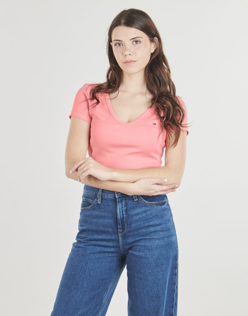 T-shirt Tommy Jeans TJW SLIM ESSENTIAL RIB V SS Rosa T-shirt maniche corte Donna - 2