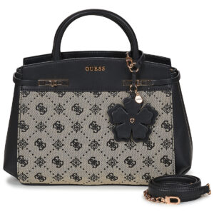 Donna Guess MELINDA LOGO TRI COMP SATCHEL Nero Borsetta Donna
