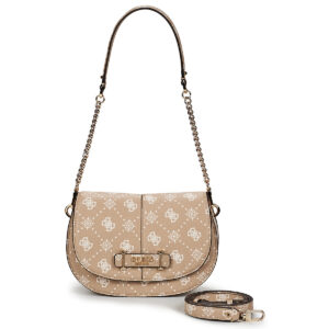 Guess CARRIE LOGO FLAP SHOULDER BAG Beige Borsa a tracolla Donna