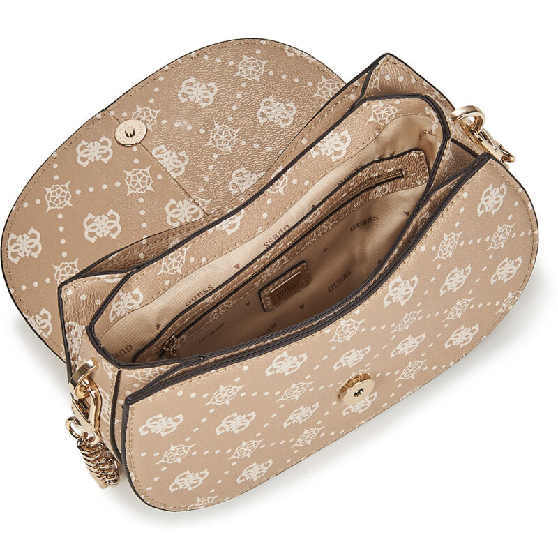 Guess CARRIE LOGO FLAP SHOULDER BAG Beige Borsa a tracolla Donna - 5
