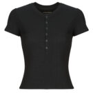 T-shirt Guess GJ SS HENLEY WAFFLE Nero T-shirt maniche corte Donna - 1