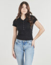 T-shirt Guess GJ SS HENLEY WAFFLE Nero T-shirt maniche corte Donna - 2
