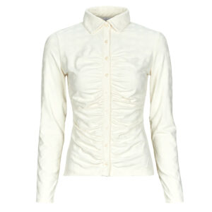 Camicia  Guess  LS SHIRRING NYNA  Beige -  Camicie Donna