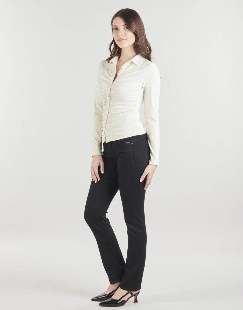 Hemd Guess LS SHIRRING NYNA Beige Damenhemden - 3