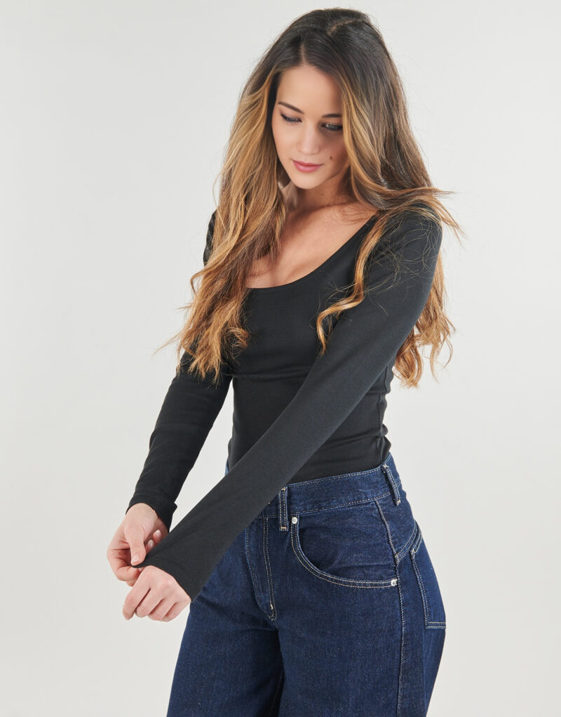 Camiseta de manga larga negra con cuello en U JJXX JXSTAR para mujer - 5