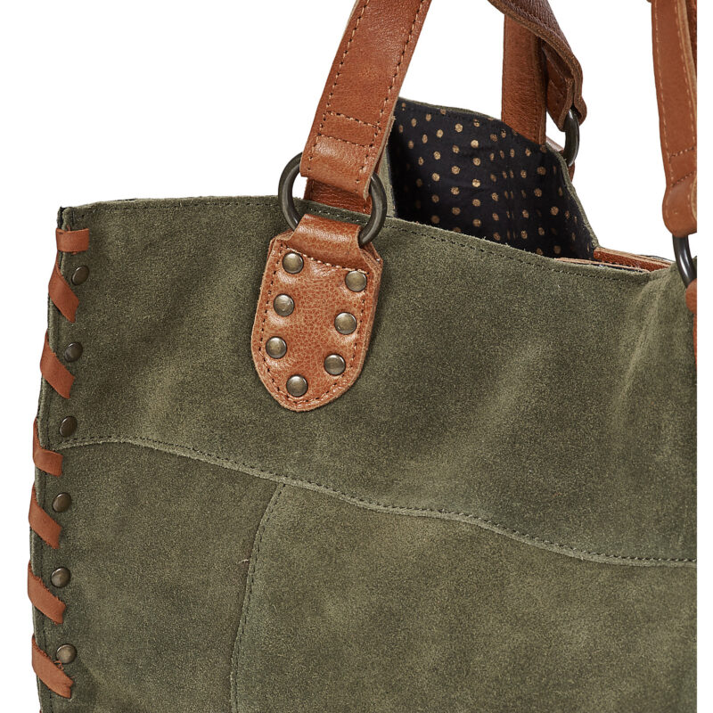 Pieces PCSALLI SUEDE SHOPPER Kaki Borse Shopping Donna - 4