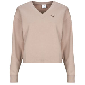 Felpe Puma ESS ELEVATED Comfort V-Neck Crew DK Beige Felpe Donna