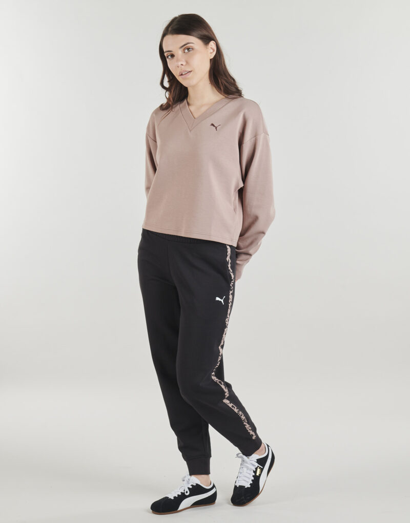 Felpe Puma ESS ELEVATED Comfort V-Neck Crew DK Beige Felpe Donna - 3