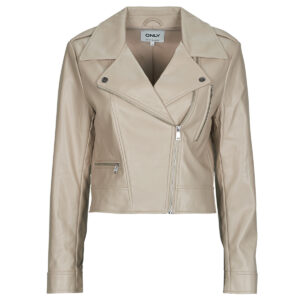 Giacca in pelle  Only  ONLCARMEN FAUX LEATHER  Beige -   Giacche in pelle Donna