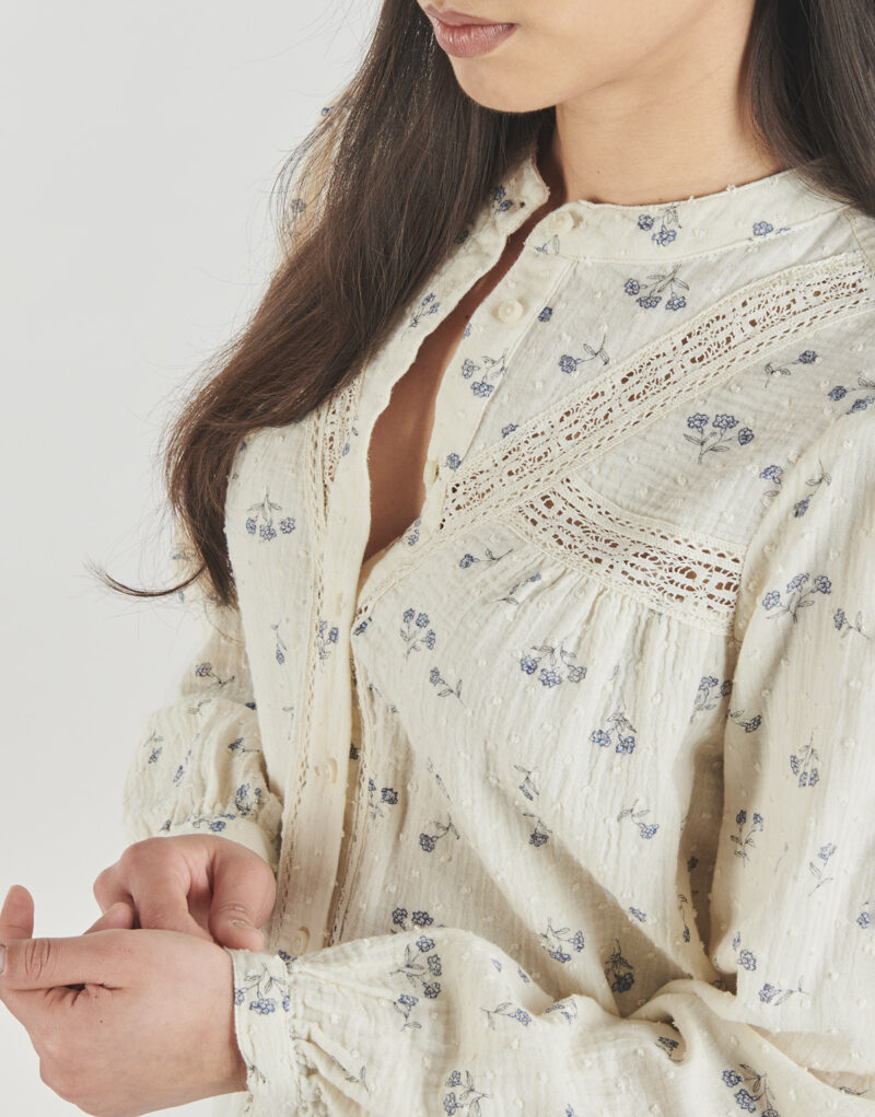 Camicia Only ONLLARI L/S FLOWER Bianco Camicie Donna - 5