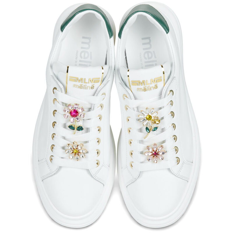 Meline 665ACC-BI-12 Wei&szlig;e Low-Sneaker f&uuml;r Damen - Gr&ouml;&szlig;e 6