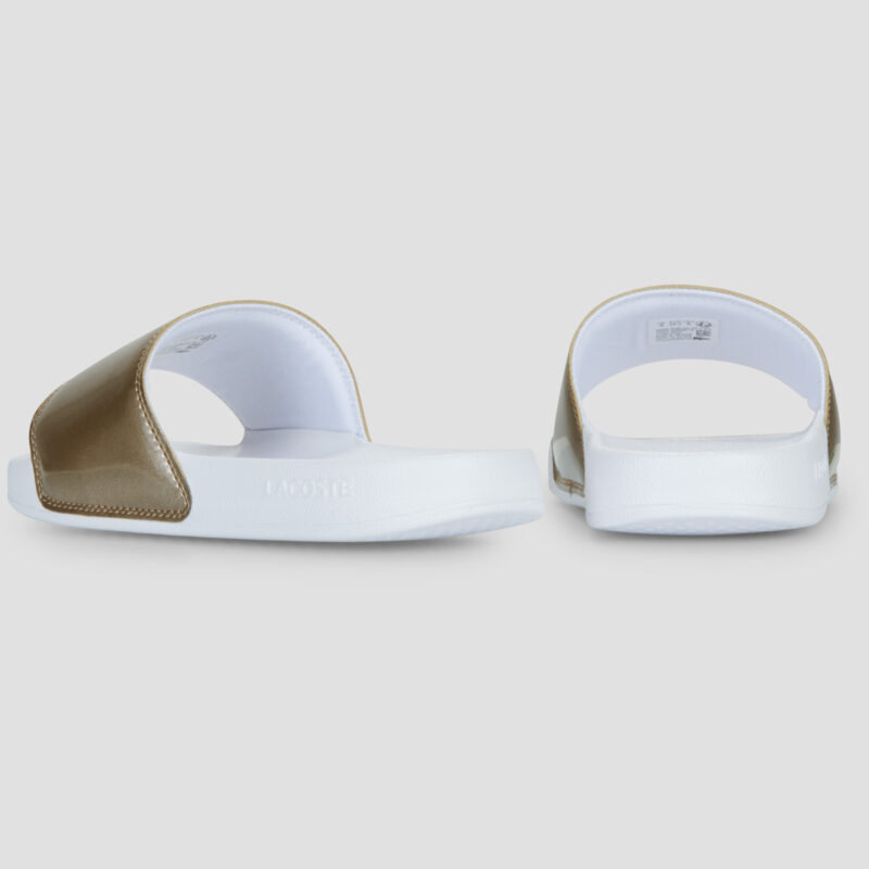Lacoste SERVE SLIDES 0.0 Goldene Damenpantoffeln - Gr&ouml;&szlig;e 3