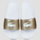 Lacoste SERVE SLIDES 0.0 Goldene Damenpantoffeln - Gr&ouml;&szlig;e 5