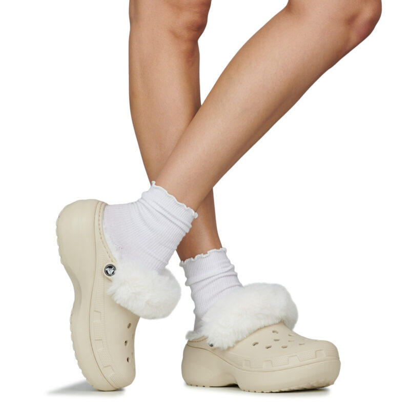 Crocs CLASSIC PLATFORM FUZZ LINED CG Bianco Zoccoli Donna - 8