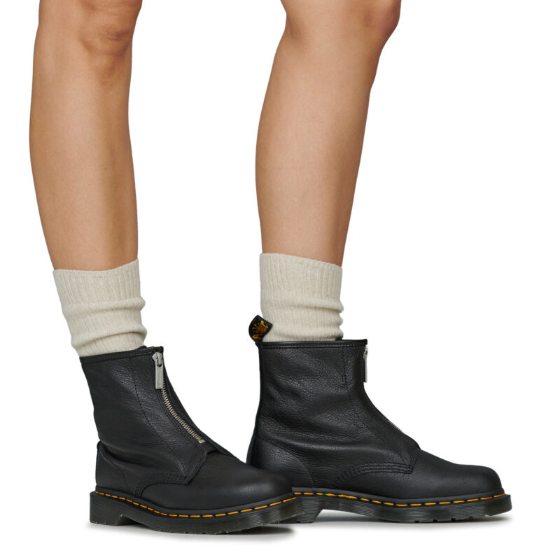 Dr. Martens 1460 Front Zip Black Virginia Nero Stiefel Damen - 8