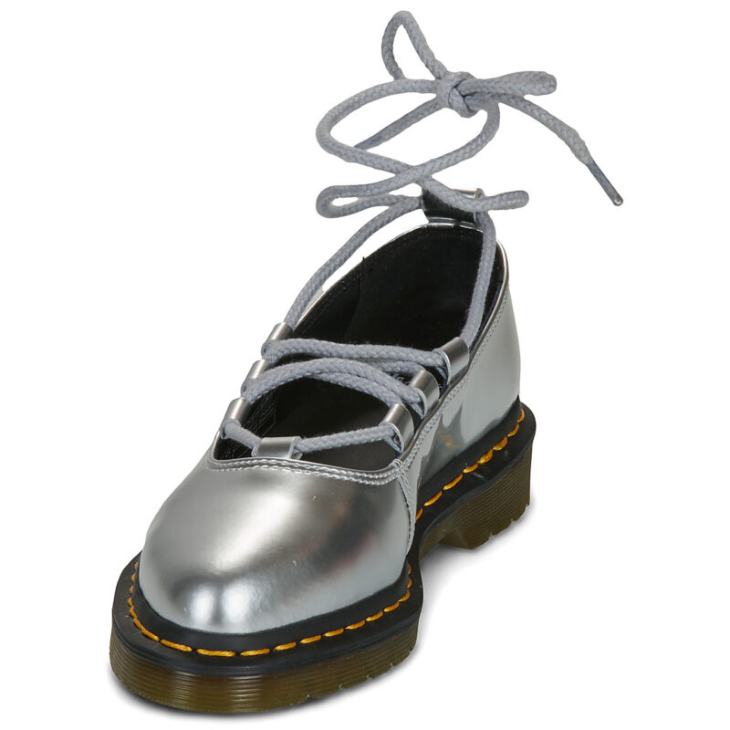 Dr. Martens Elphie II Lace Up Silver Metallic Patent Lamper Argento Ballerine Donna - 3