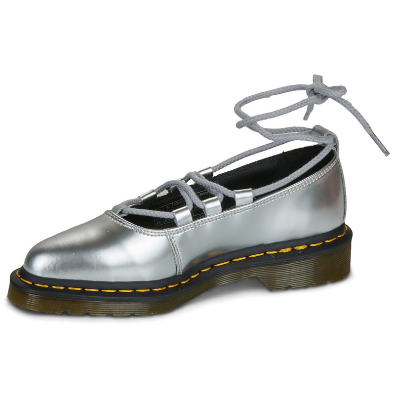 Dr. Martens Elphie II Lace Up Silver Metallic Patent Lamper Argento Ballerine Donna - 4