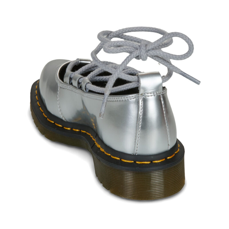 Dr. Martens Elphie II Lace Up Silver Metallic Patent Lamper Argento Ballerine Donna - 5