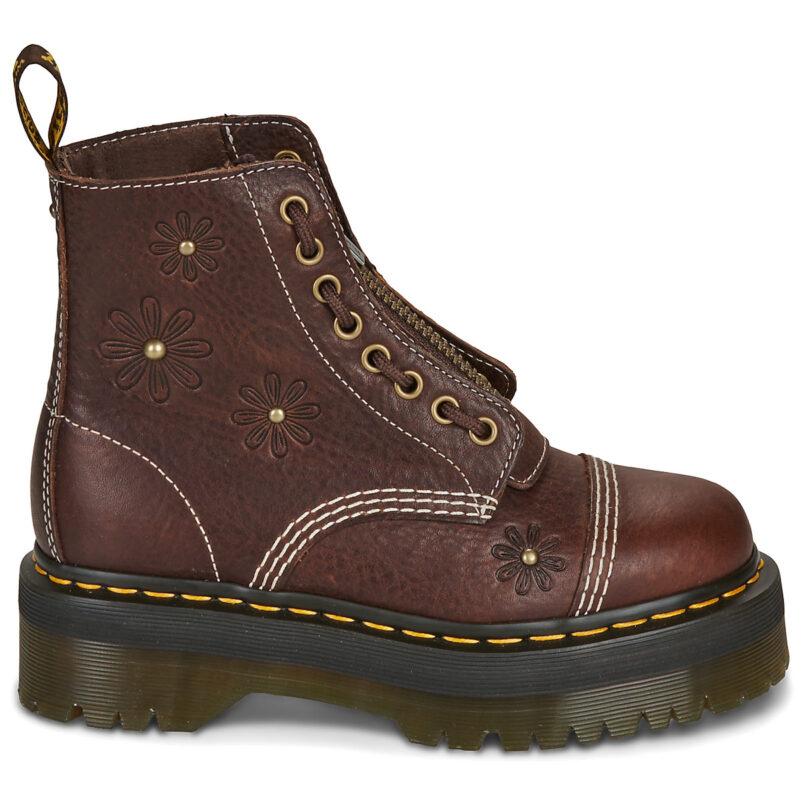 Dr. Martens Sinclair Flower Dark Brown Grizzly Marrone Stivaletti Donna - 2
