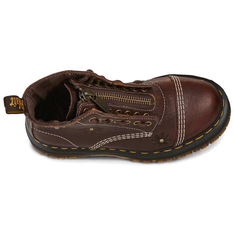 Dr. Martens Sinclair Flower Dark Brown Grizzly Marrone Stivaletti Donna - 6