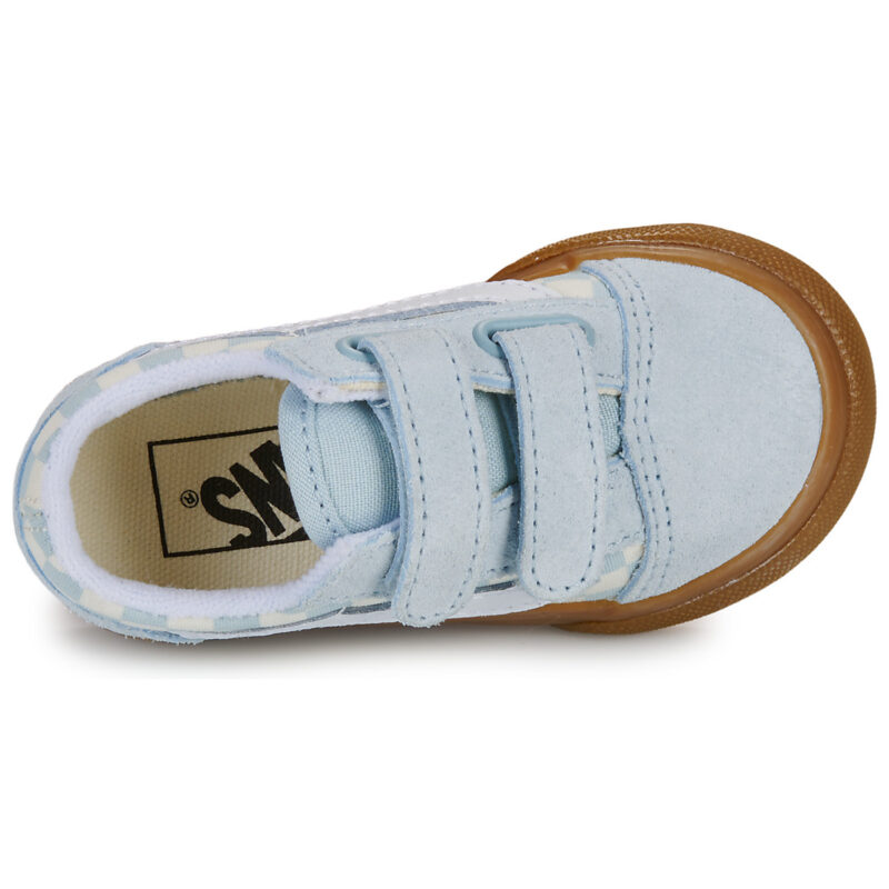 Vans Old Skool V Gum Check Dawn Mist Blu Sneakers Bambino - 6