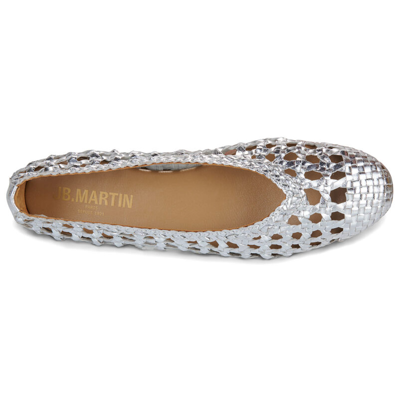 JB Martin TANGO Silver Women's Ballet Flats - 6