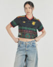 Maillot de football adidas Away Crop Jamaica, noir, manches courtes, taille 2