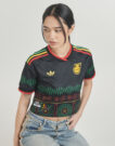 Maillot de football adidas Away Crop Jamaica, noir, manches courtes, taille 5