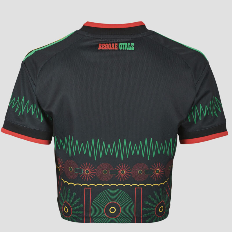 Maillot de football adidas Away Crop Jamaica, noir, manches courtes, taille 6