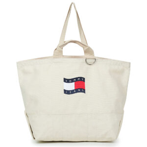 Tommy Jeans TJW WAVE FLAG MED TOTE Beige Borse Shopping Donna