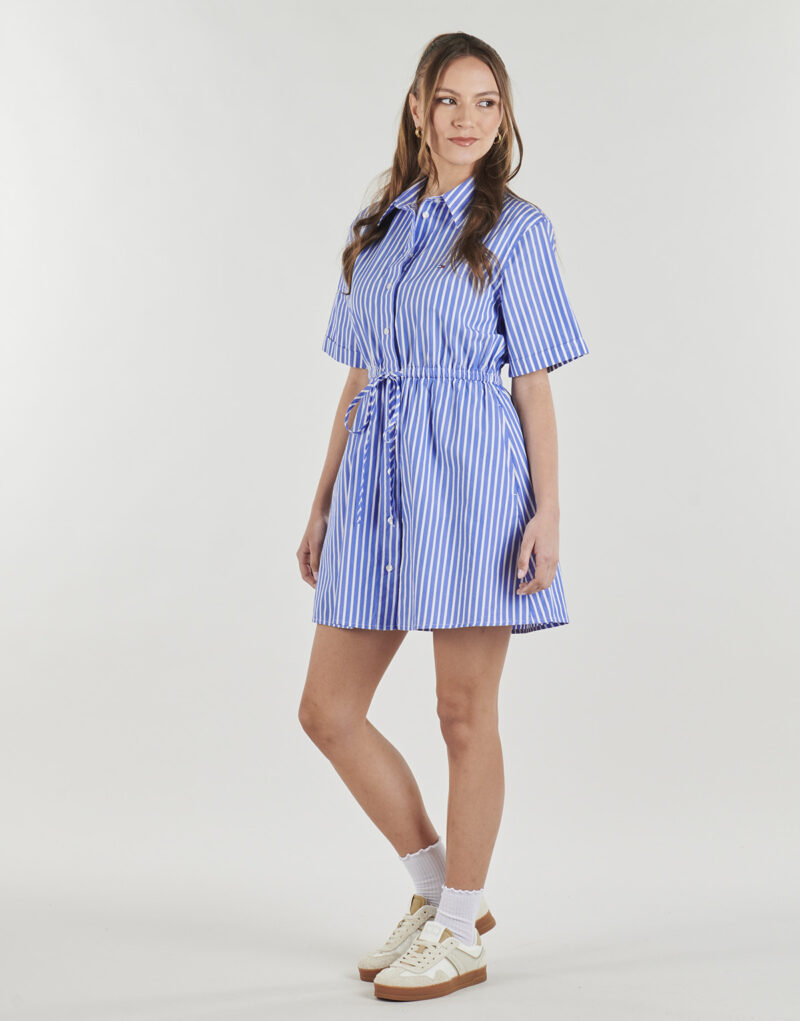 Abito corto Tommy Jeans TJW MINI STRIPE SHIRT DRESS Blu Abiti corti Donna - 3