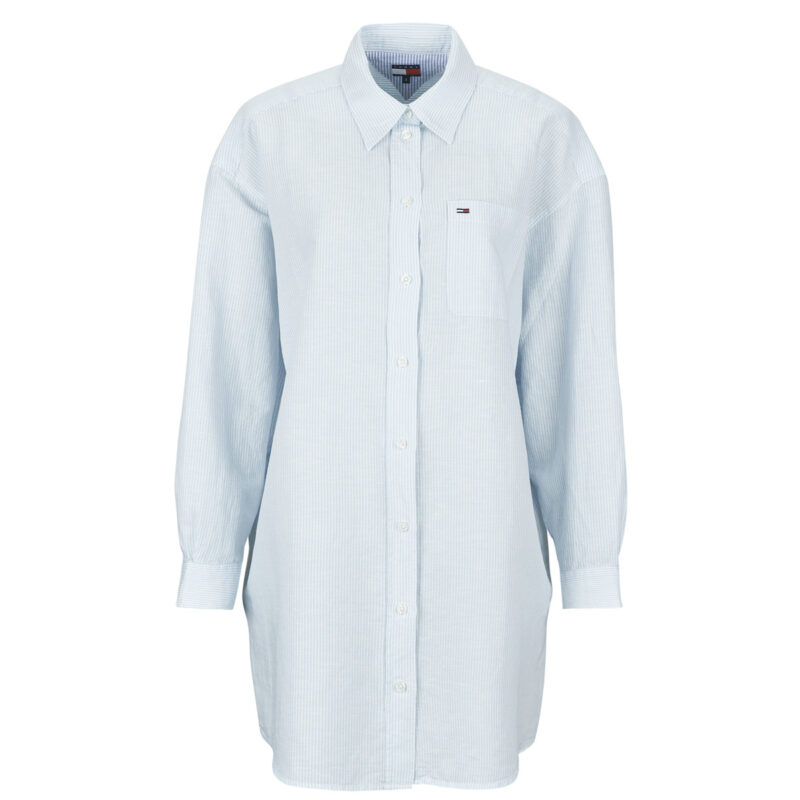 Tommy Jeans TJW LINEN SHIRT DRESS EXT Blue Short Dress Women's Short Dresses - 1