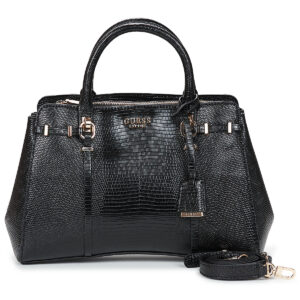 Donna Guess LEONA MULTI COMP SATCHEL Nero Borsetta Donna