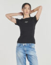T-shirt Guess GJ SS CN RIB EMBRO Nero T-shirt maniche corte Donna - 2