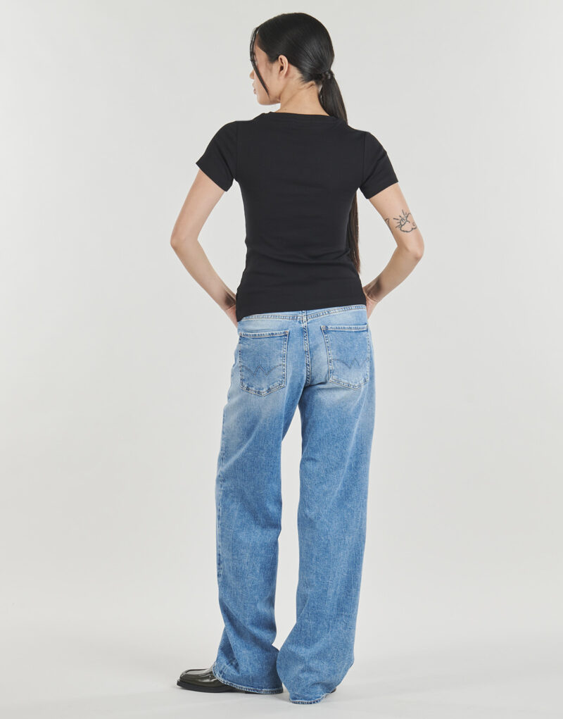 T-shirt Guess GJ SS CN RIB EMBRO Nero T-shirt maniche corte Donna - 4