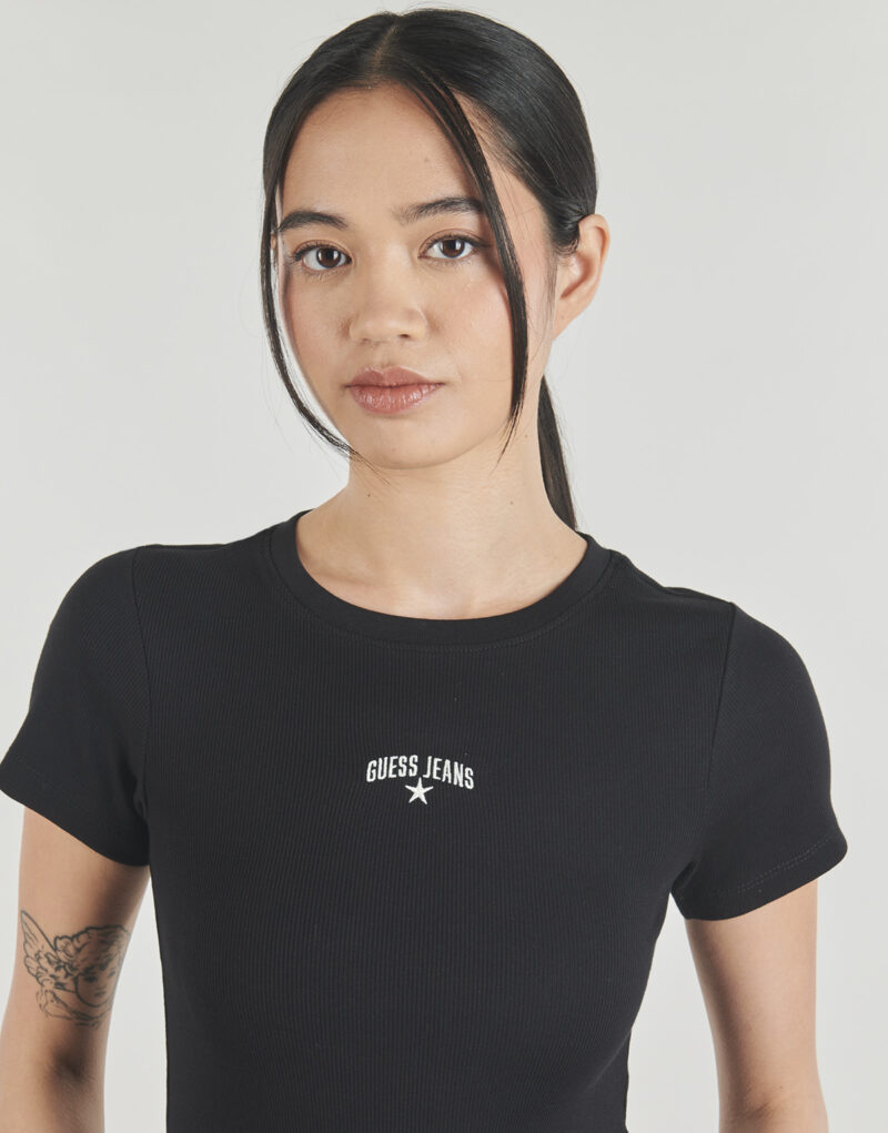 T-shirt Guess GJ SS CN RIB EMBRO Nero T-shirt maniche corte Donna - 5