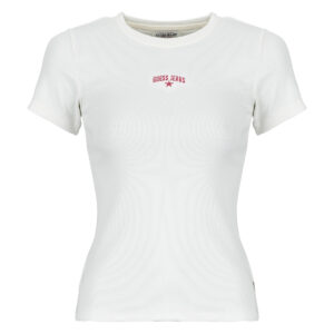 T-shirt  Guess  GJ SS CN RIB EMBRO  Bianco -  T-shirt maniche corte Donna