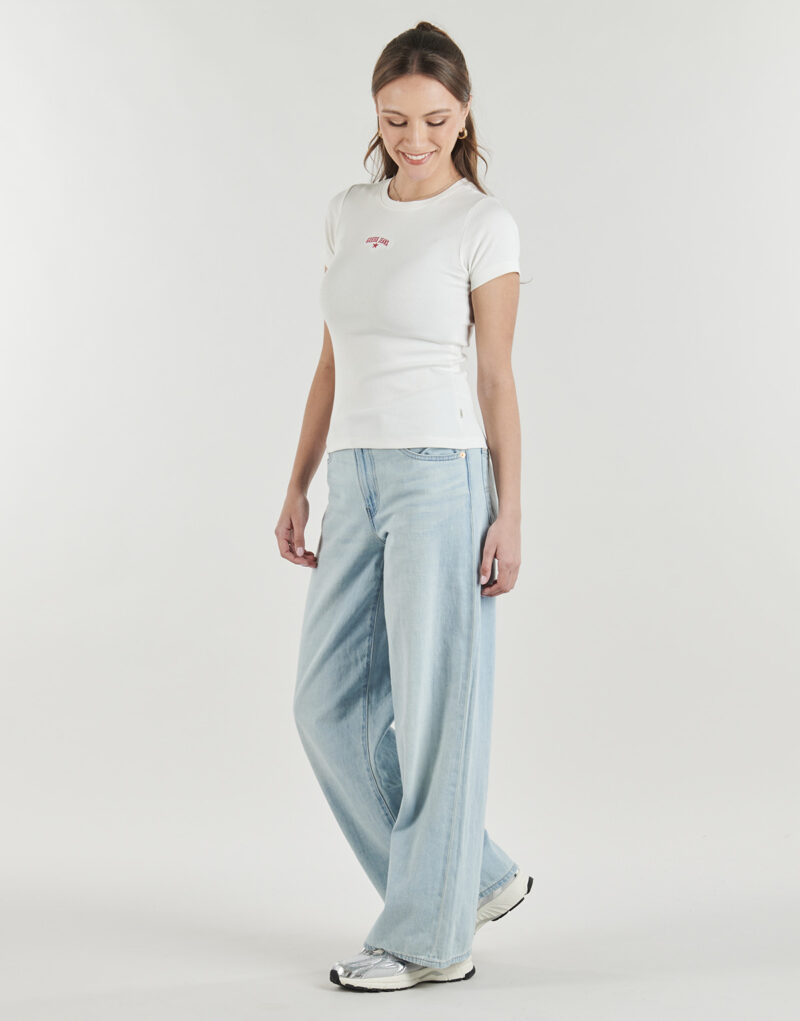 T-shirt Guess GJ SS CN RIB EMBRO Bianco T-shirt maniche corte Donna - 3