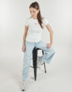 T-shirt Guess GJ SS CN RIB EMBRO Bianco T-shirt maniche corte Donna - 5