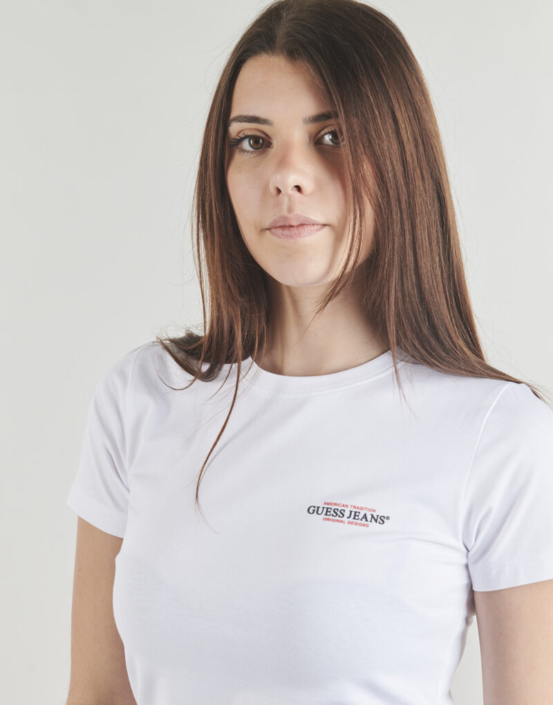 T-shirt Guess GJ SS CN SLIM MINI AMERICA Bianco T-shirt maniche corte Donna - 5