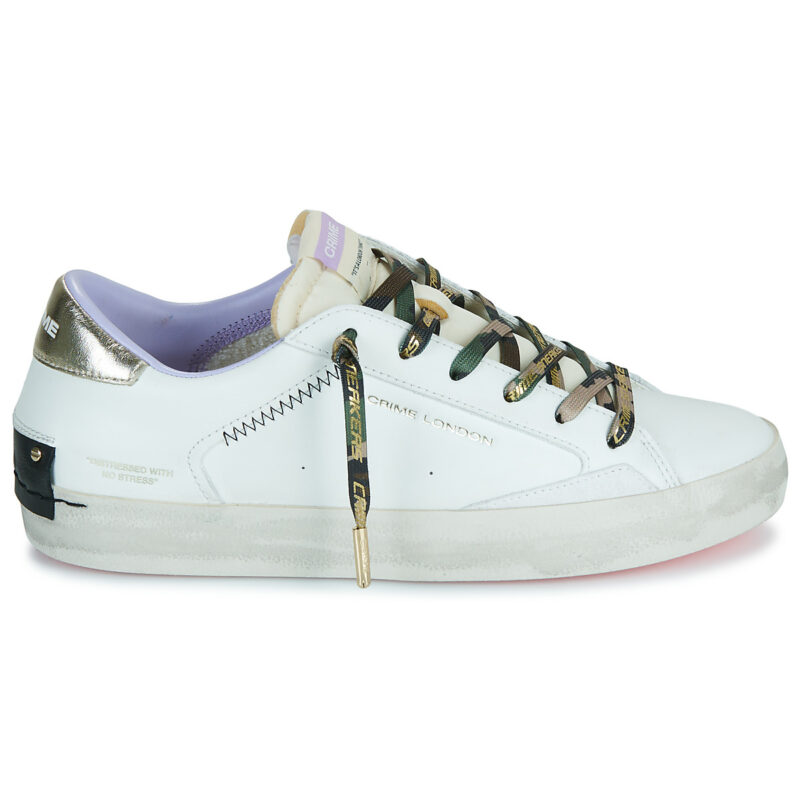 Crime London Zapatillas bajas blancas desgastadas para mujer - 2