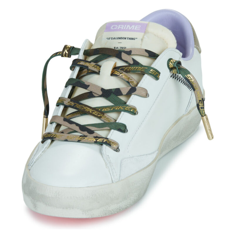 Crime London Zapatillas bajas blancas desgastadas para mujer - 3