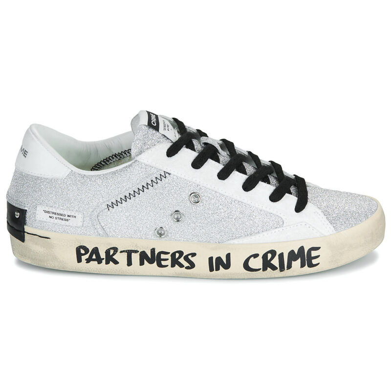 Crime London Zapatillas bajas plateadas desgastadas para mujer - 2