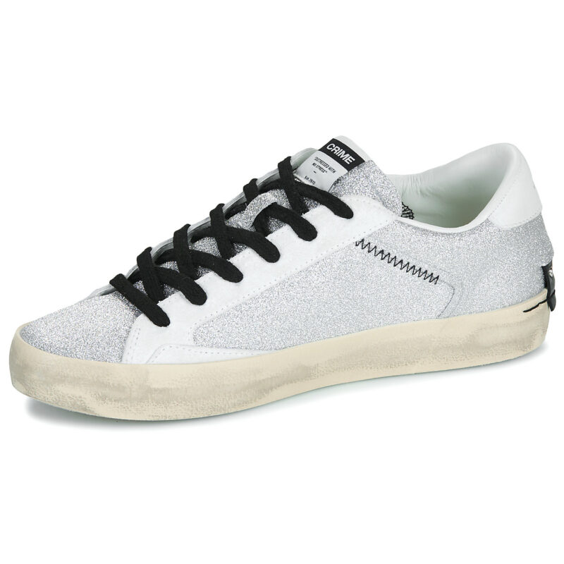 Crime London Zapatillas bajas plateadas desgastadas para mujer - 4