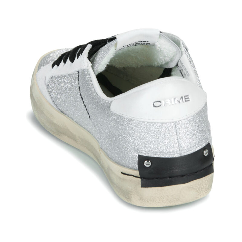 Crime London Zapatillas bajas plateadas desgastadas para mujer - 5